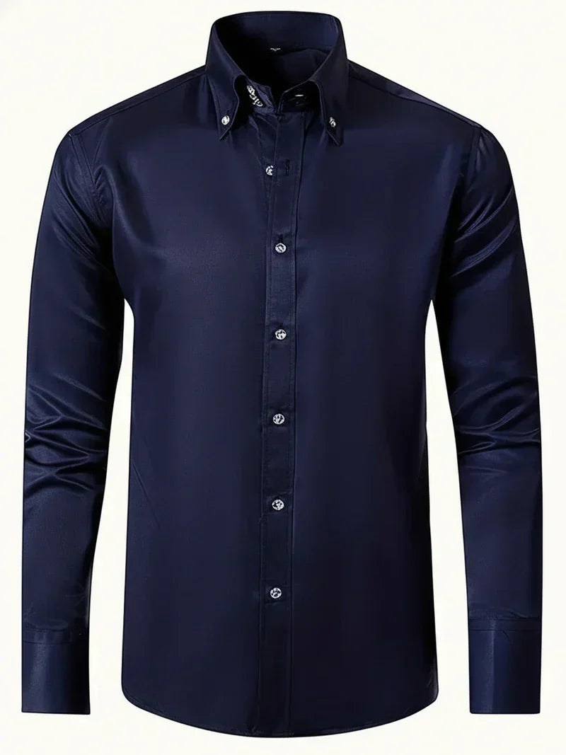 Herre Slim Fit Formelt Skjorte – Langærmet Button-Down Stil til Forretningsbegivenheder