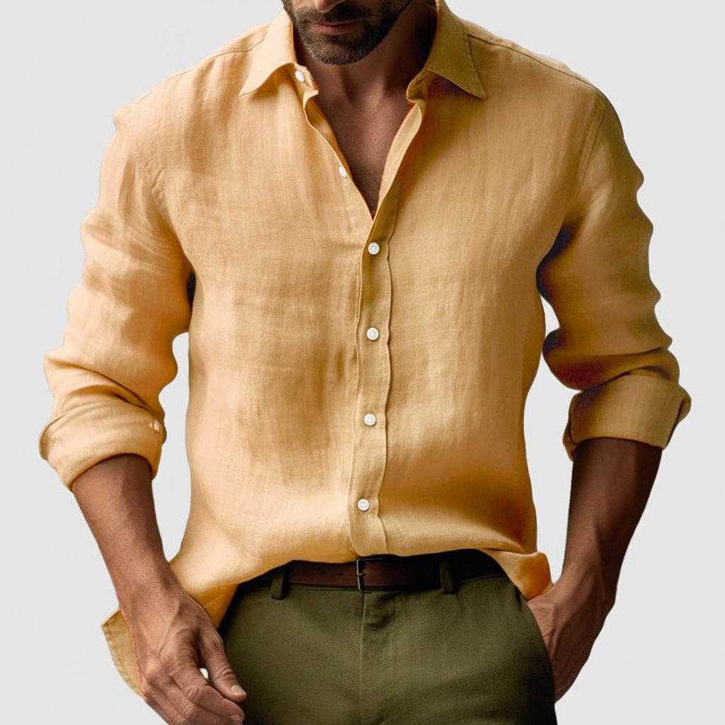 Herre Vintage Inspireret Langærmet Skjorte – Afslappet Button-Up Stil til Sommer