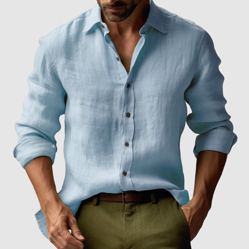 Herre Vintage Inspireret Langærmet Skjorte – Afslappet Button-Up Stil til Sommer