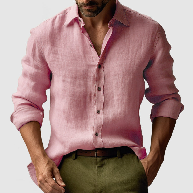 Herre Vintage Inspireret Langærmet Skjorte – Afslappet Button-Up Stil til Sommer
