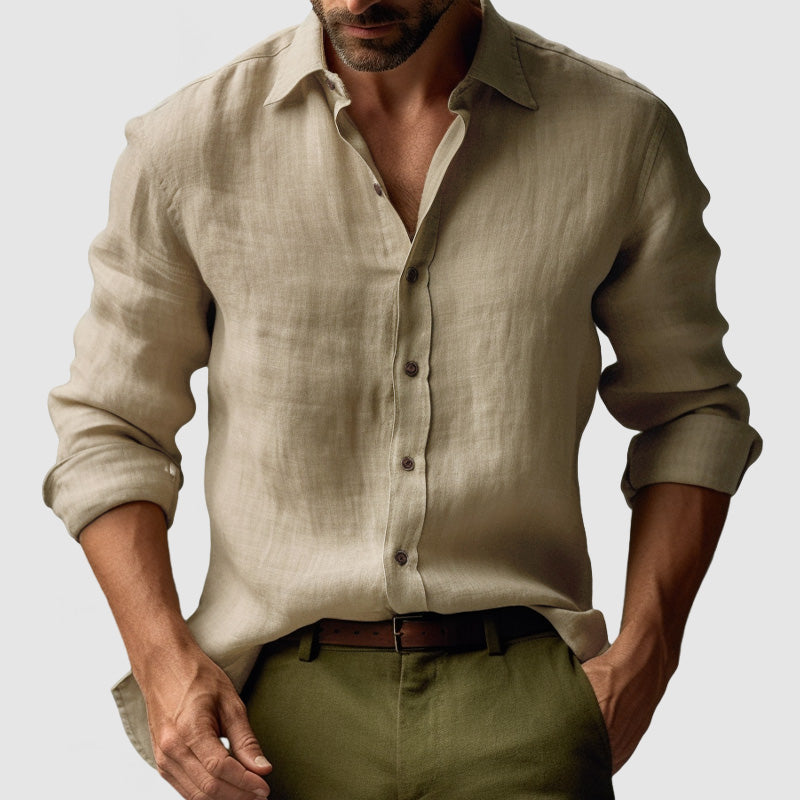 Herre Vintage Inspireret Langærmet Skjorte – Afslappet Button-Up Stil til Sommer
