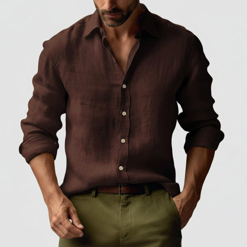 Herre Vintage Inspireret Langærmet Skjorte – Afslappet Button-Up Stil til Sommer