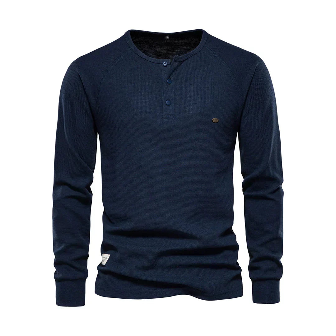 Herre Henley Skjorte Langærmet Knapkrave Casual Top