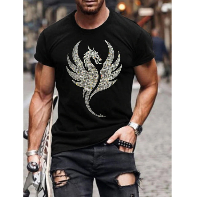 Mænds Grafisk T-Shirt Rhinsten Krone Logo Slim Fit Top