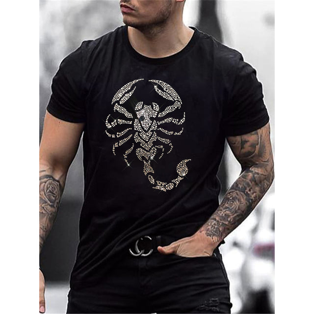 Mænds Grafisk T-Shirt Rhinsten Krone Logo Slim Fit Top