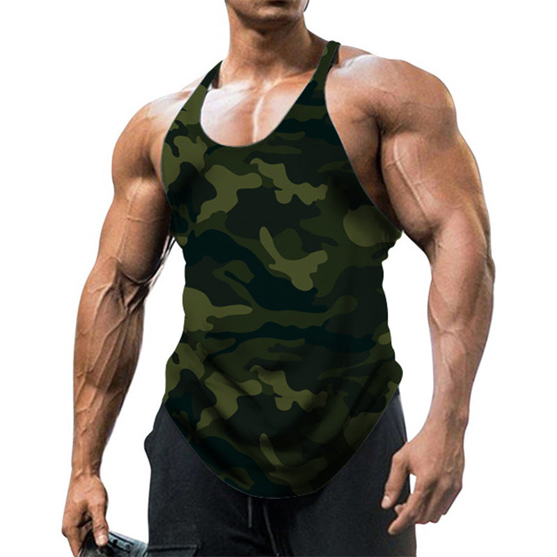 Herre Trykt U-hals Racerback Ærmeløs Gym Tank Top