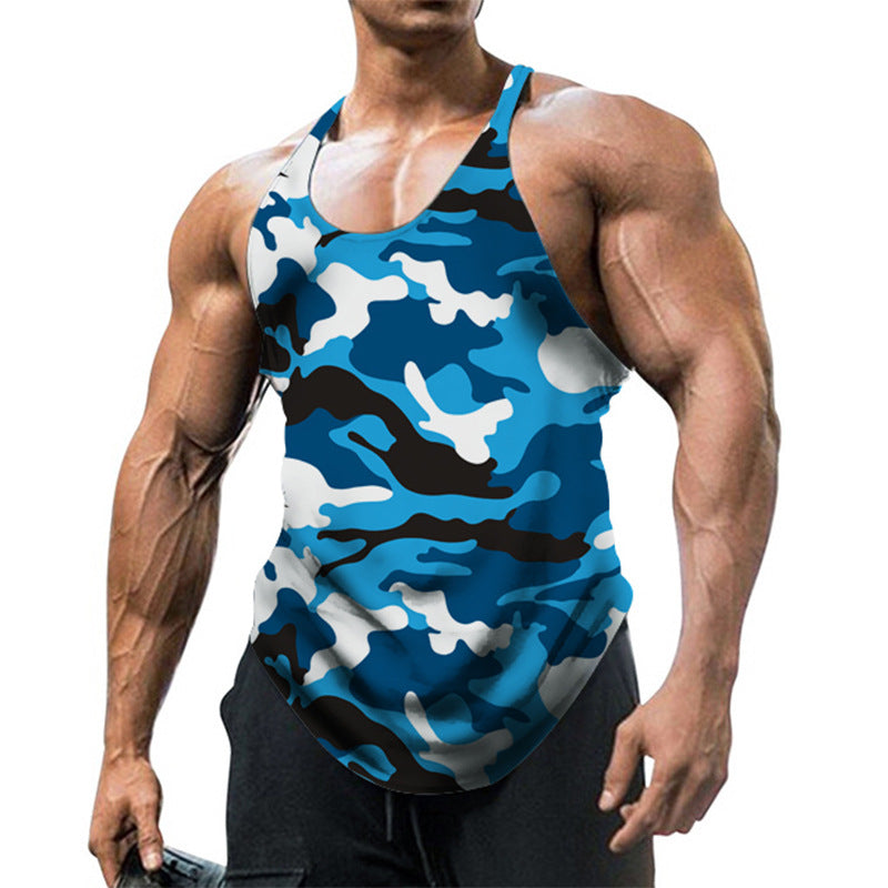 Herre Trykt U-hals Racerback Ærmeløs Gym Tank Top
