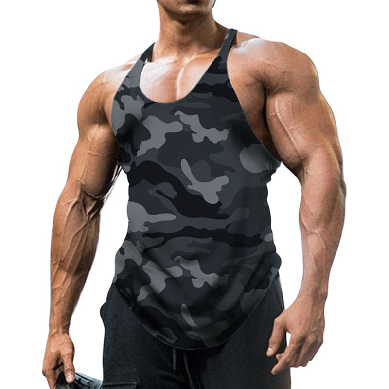 Herre Trykt U-hals Racerback Ærmeløs Gym Tank Top