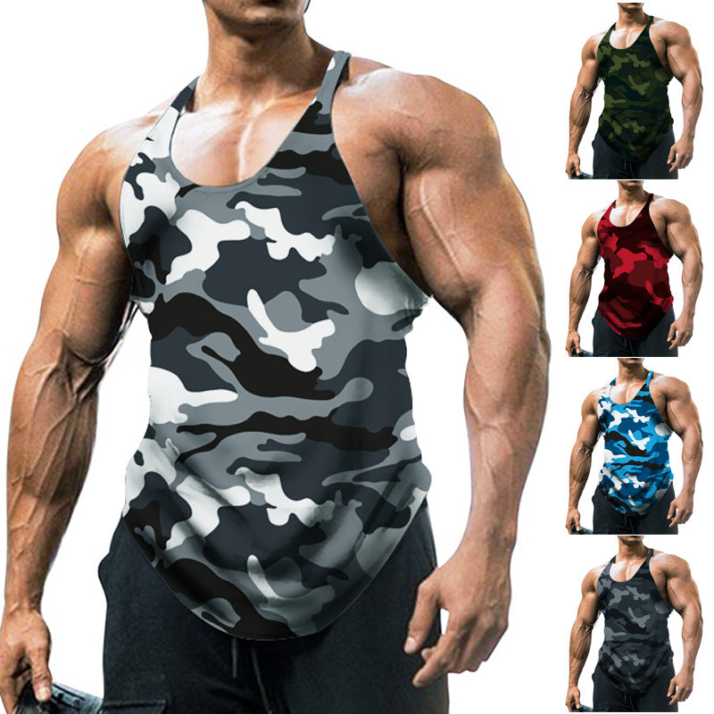 Herre Trykt U-hals Racerback Ærmeløs Gym Tank Top