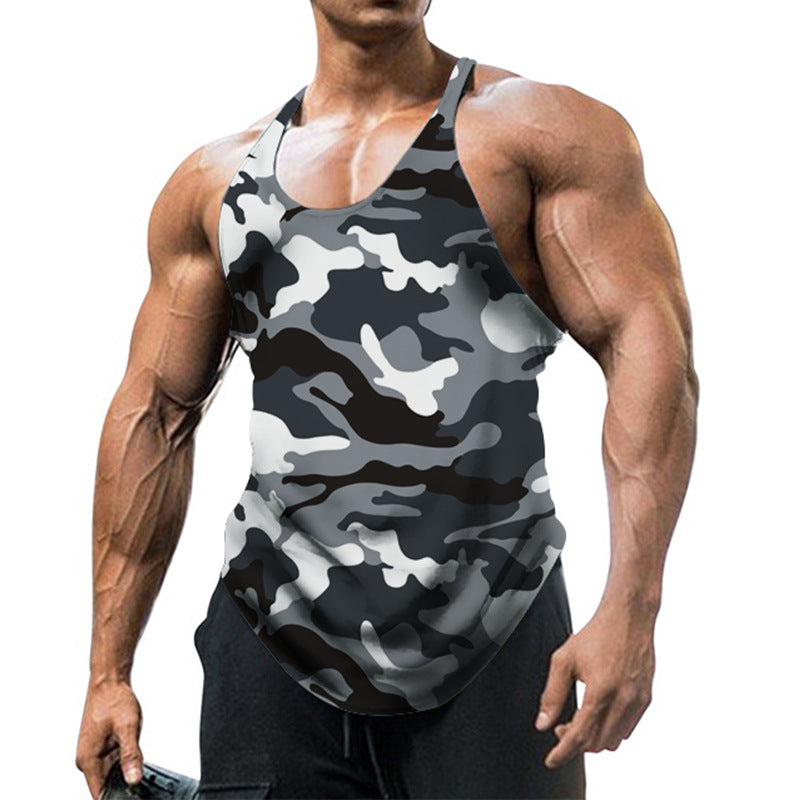 Herre Trykt U-hals Racerback Ærmeløs Gym Tank Top