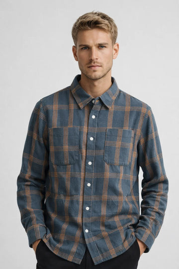 Herre Trykt Overshirt med Brystlomme - Casual Lag