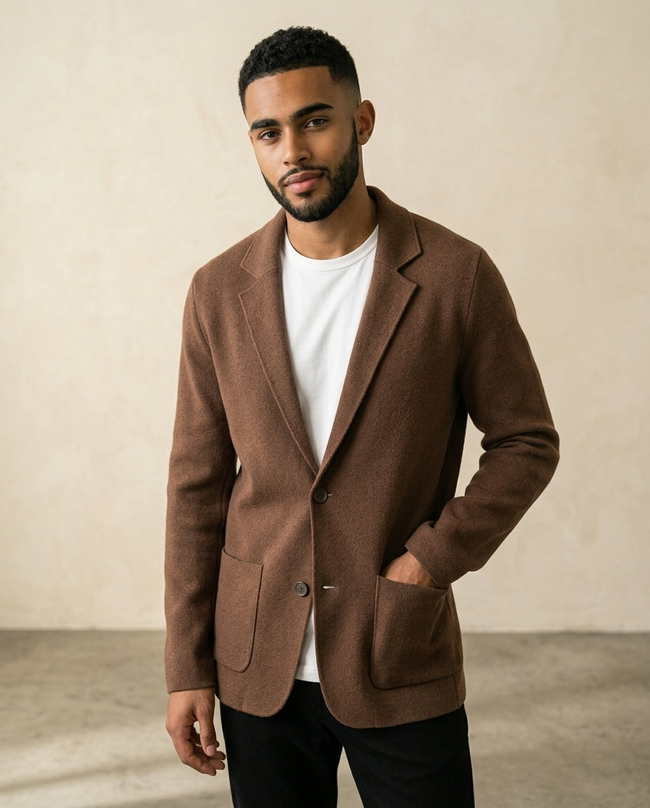 Uld-blanding Casual Blazer Camel