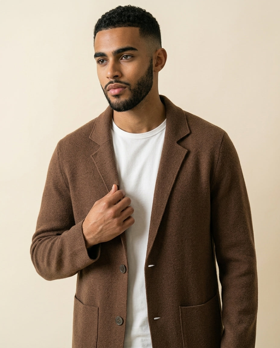 Uld-blanding Casual Blazer Camel