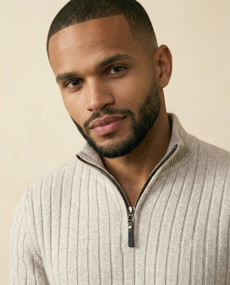 Ribbet Quarter-Zip Sweater Creme