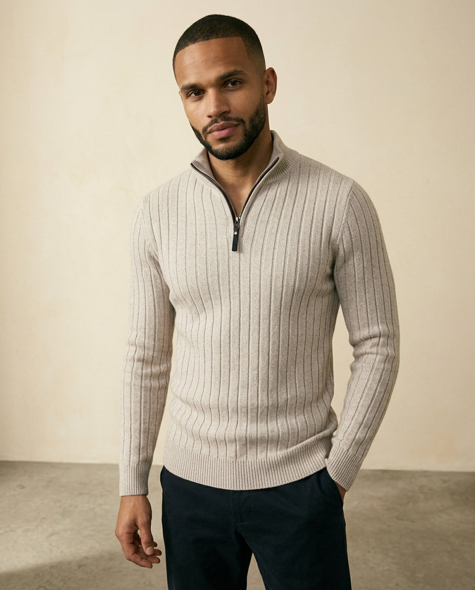 Ribbet Quarter-Zip Sweater Creme