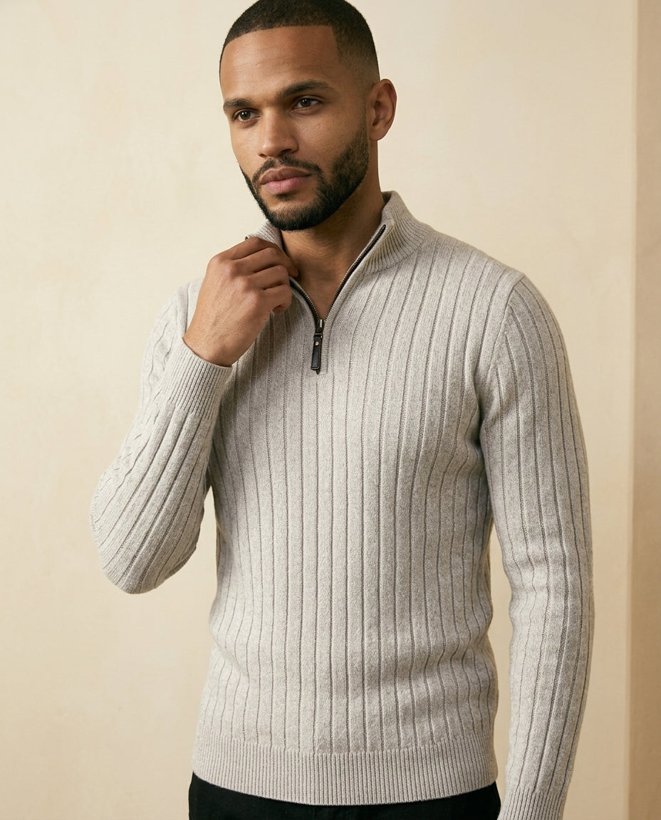 Ribbet Quarter-Zip Sweater Creme