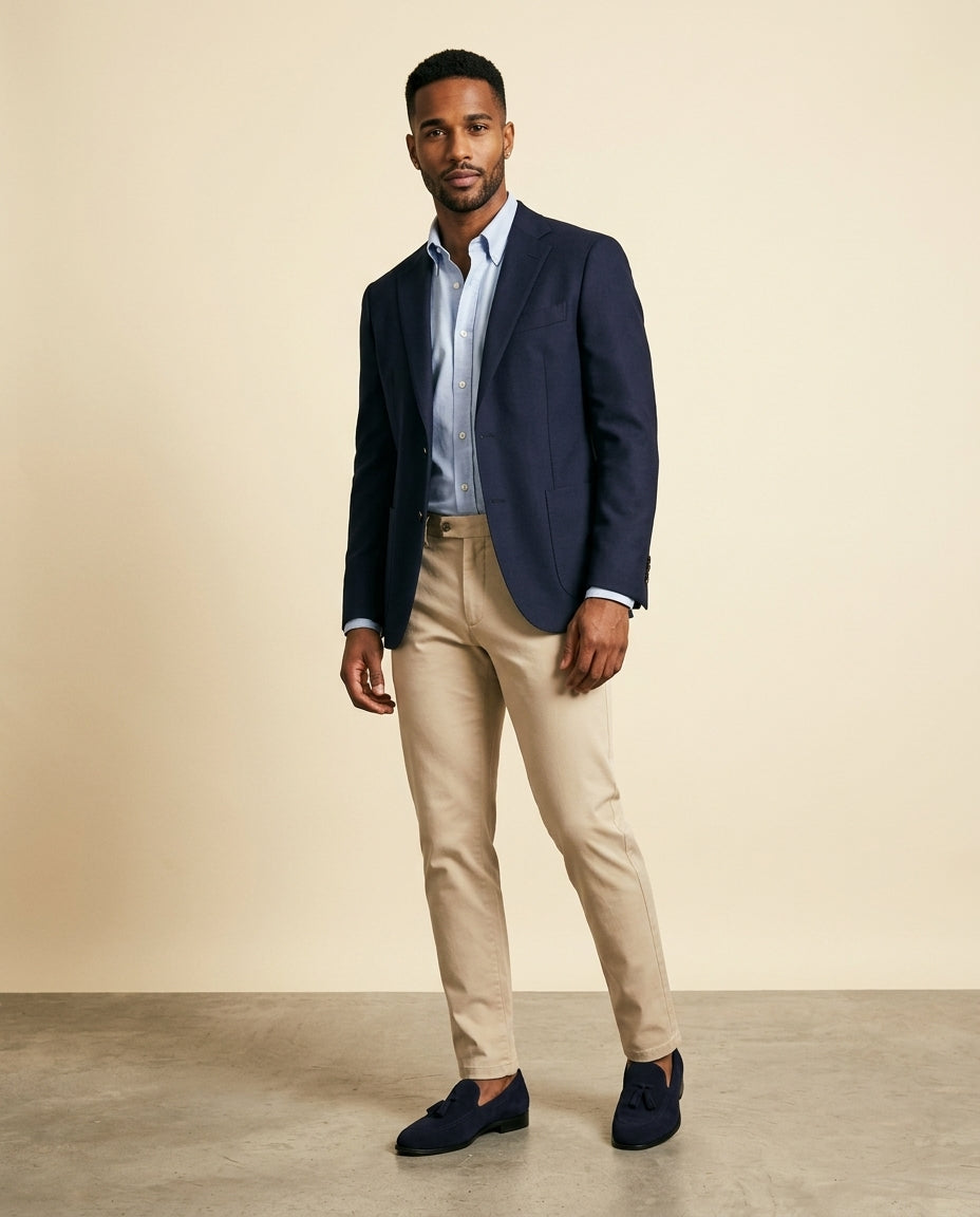 Suede Tøfler med Frynser Navy