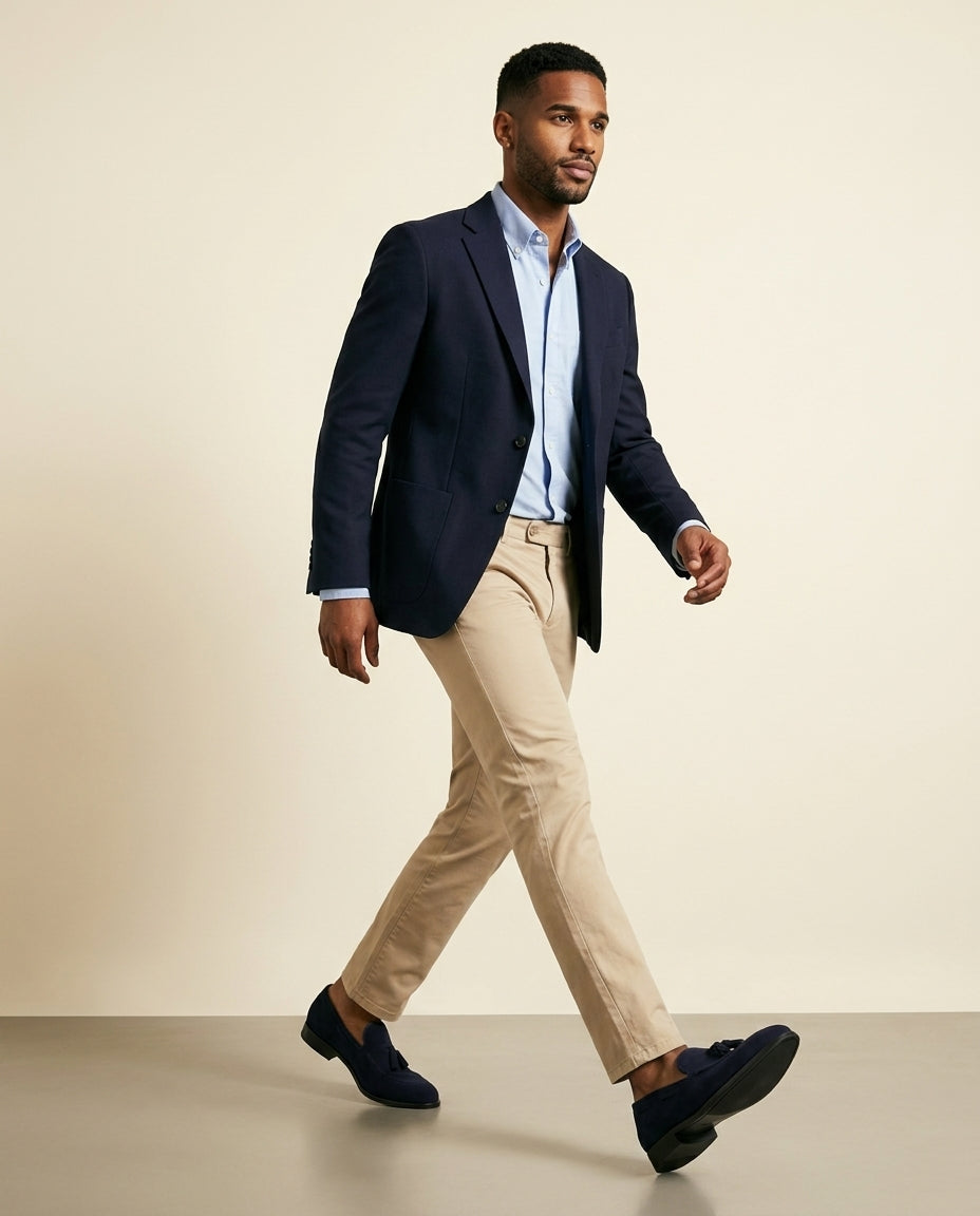 Suede Tøfler med Frynser Navy