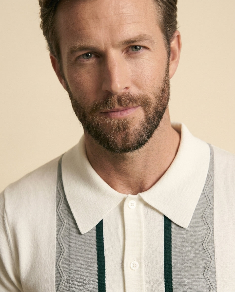 Argyle Stripe Polo Hvid Multi