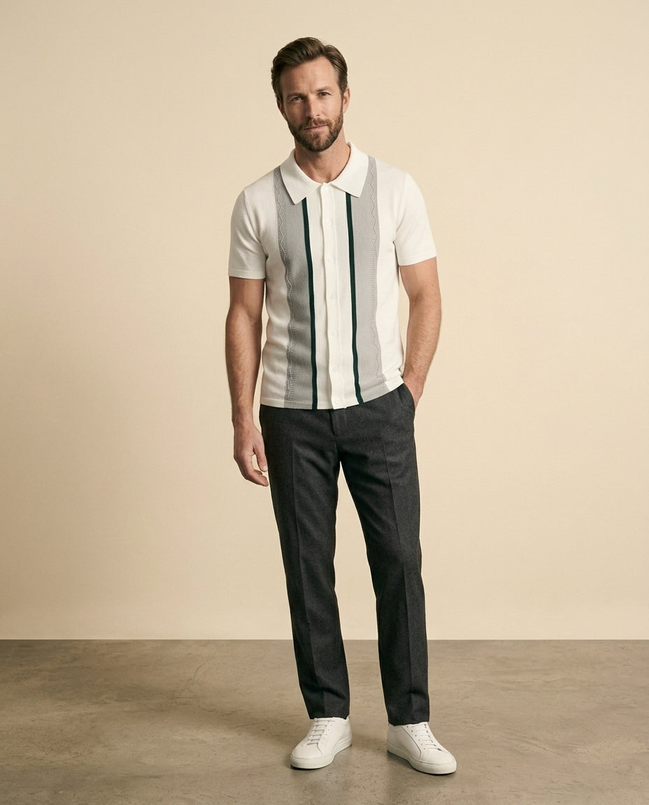 Argyle Stripe Polo Hvid Multi