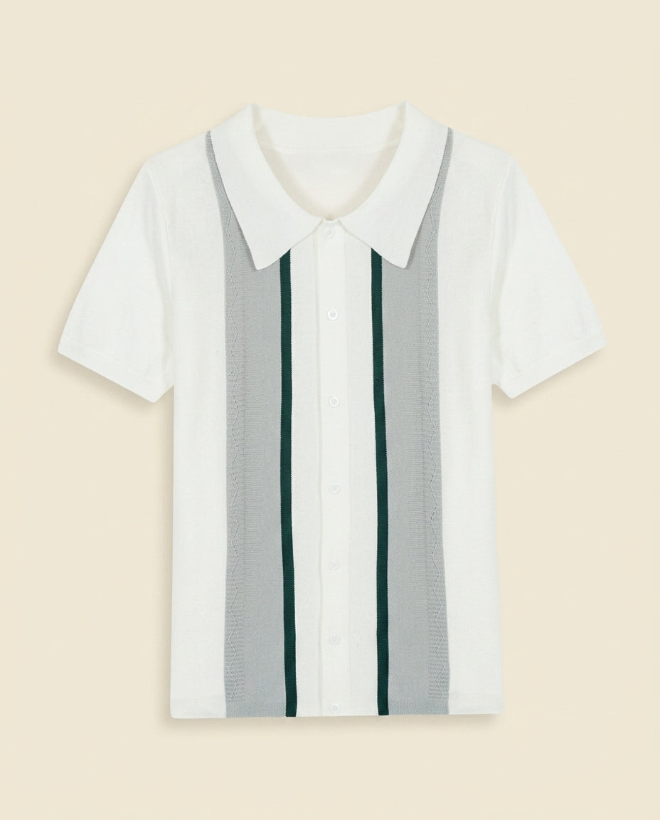 Argyle Stripe Polo Hvid Multi