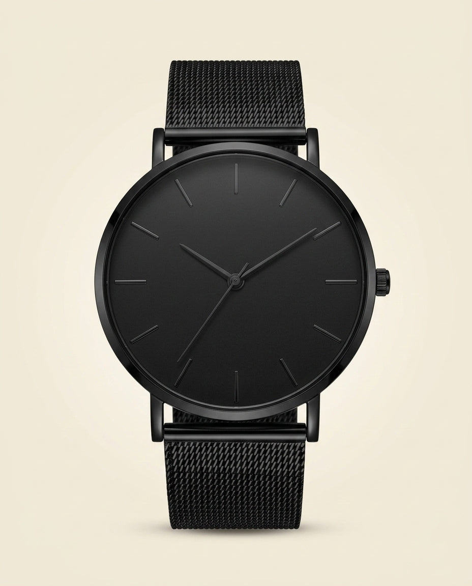 Minimalistisk Mesh Stål Ur Sort