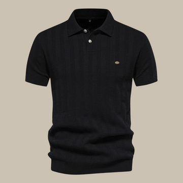 Mænds Textured Knit Polo Shirt – Kortærmet Smart Casual Top til Sommerbybrug
