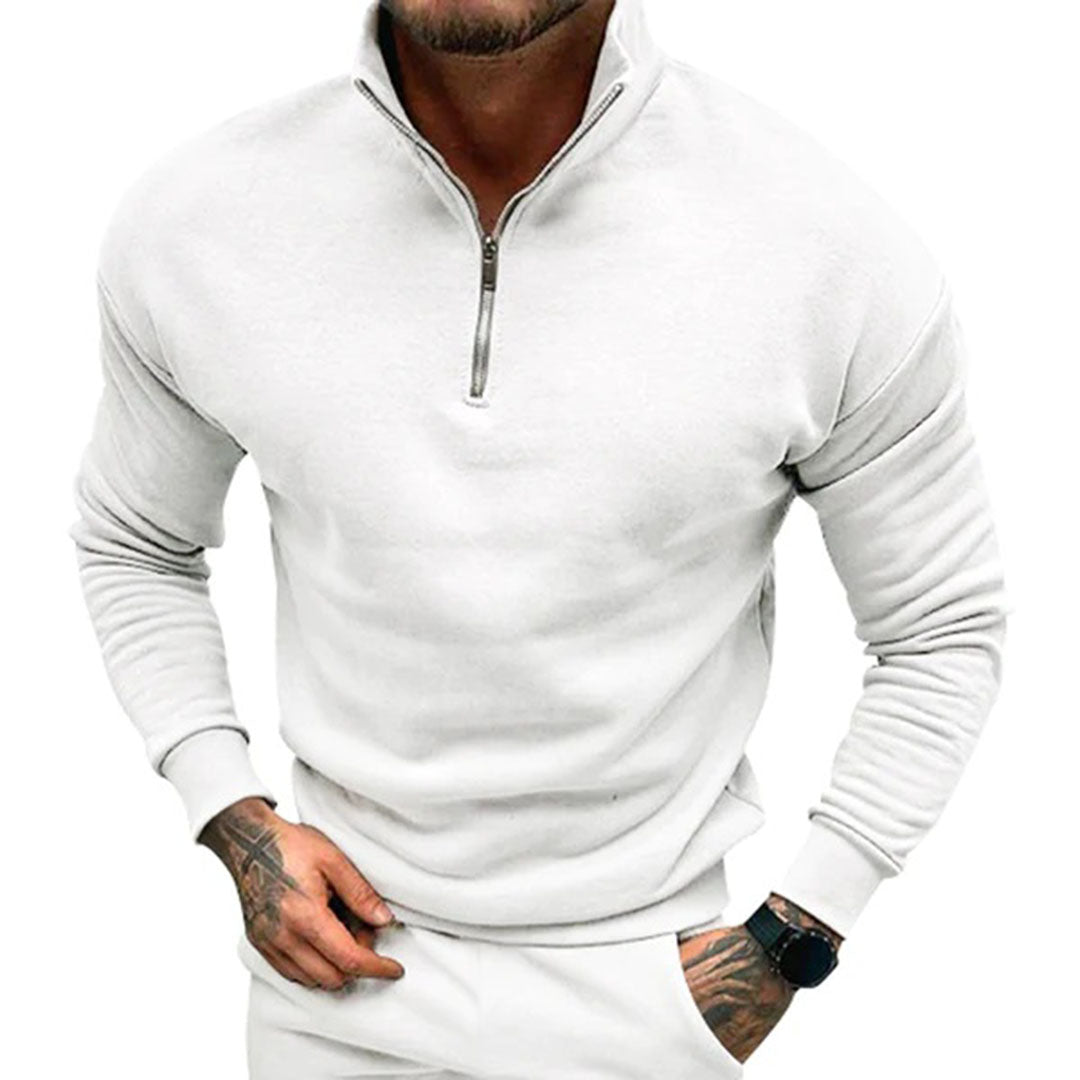 Herre Halv Zip Striktrøje Ren Minimal Pullover Stil