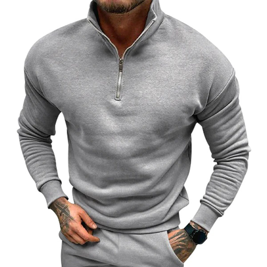 Herres Half Zip Striktrøje Ren Minimal Pullover Stil