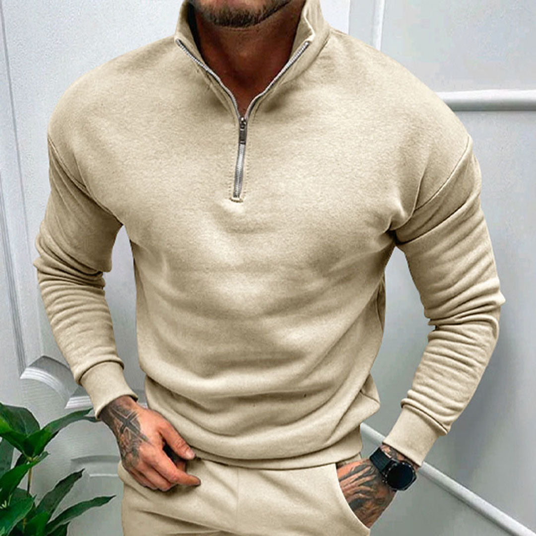Herre Halv Zip Striktrøje Ren Minimal Pullover Stil