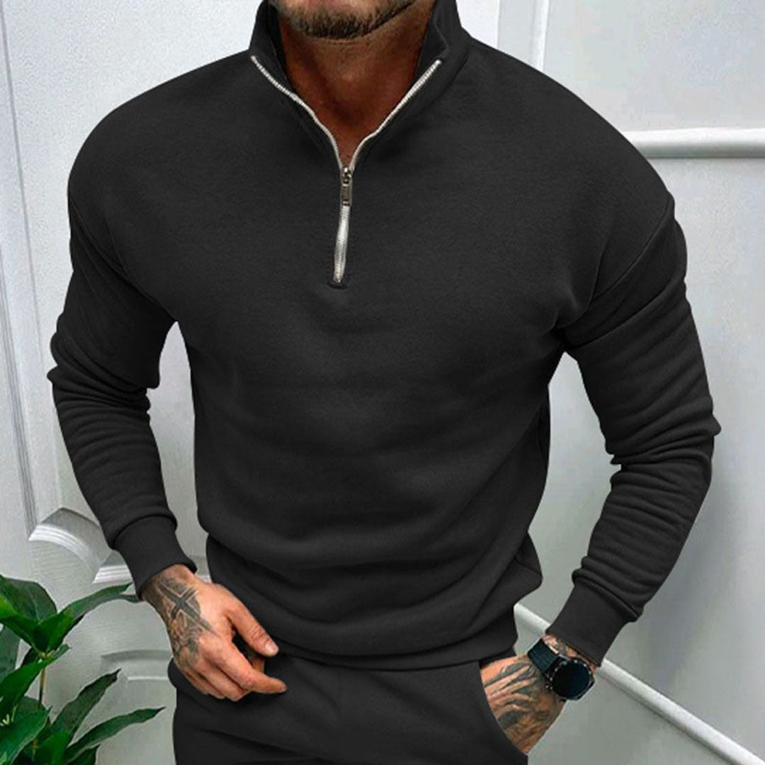 Herre Halv Zip Striktrøje Ren Minimal Pullover Stil