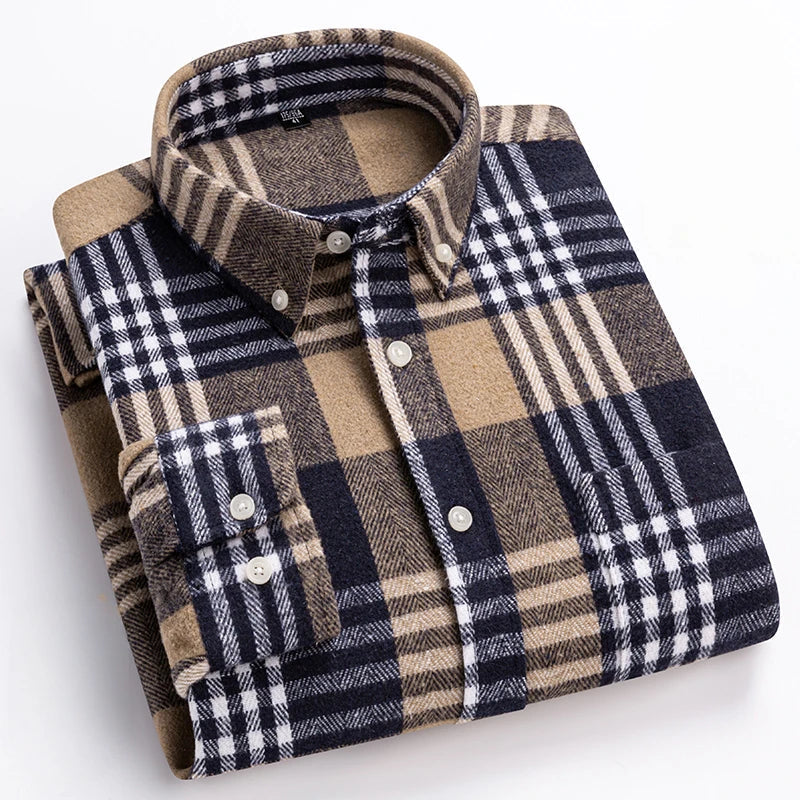Herre Button-Down Ternet Flannel Langærmet Casual Skjorte