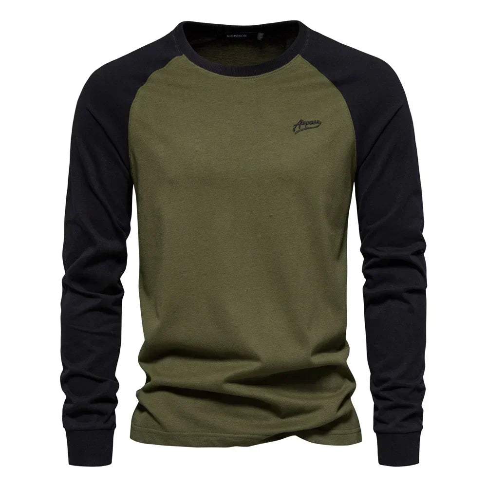 Herre Raglan Langærmet Casual Crew Neck Skjorte