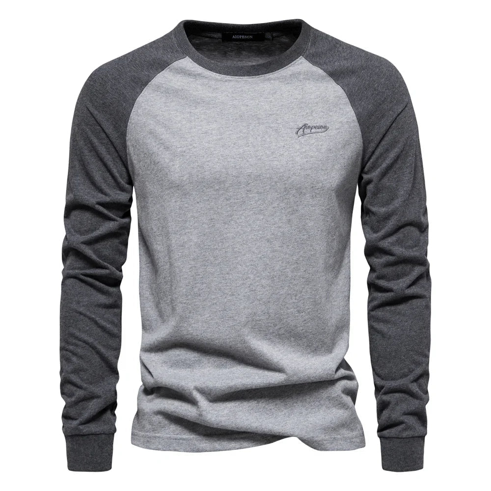 Herre Raglan Langærmet Casual Crew Neck Skjorte