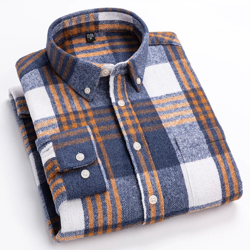 Herres Button-Down Ternet Flannel Langærmet Casual Skjorte