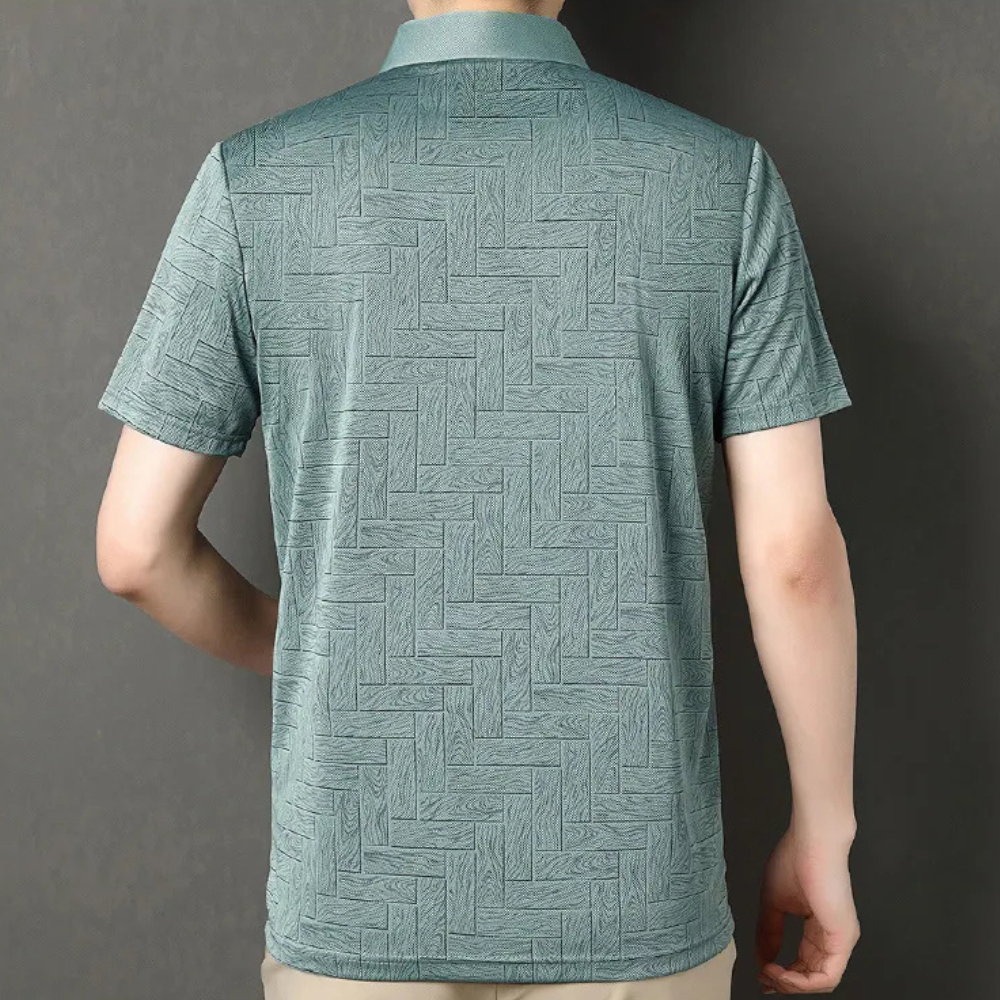 Herre Polo Skjorte Struktureret Strik Mønster Korte Ærmer Smart Casual