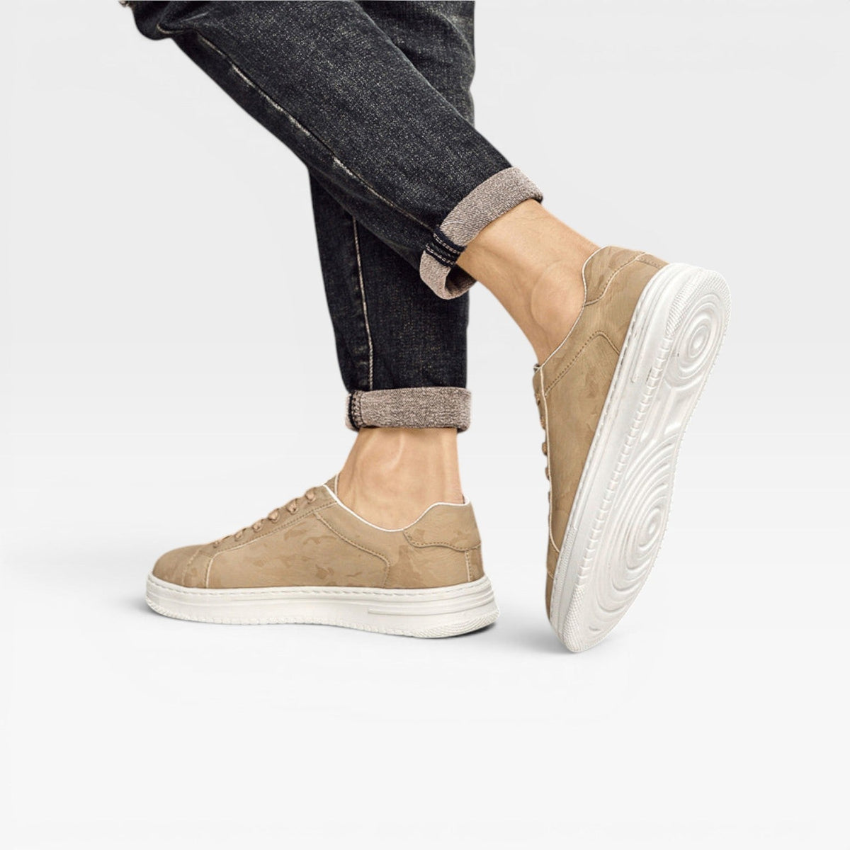 Herre Læder Sneakers – Klassiske Snøre Smart Casual Hverdags Sneakers