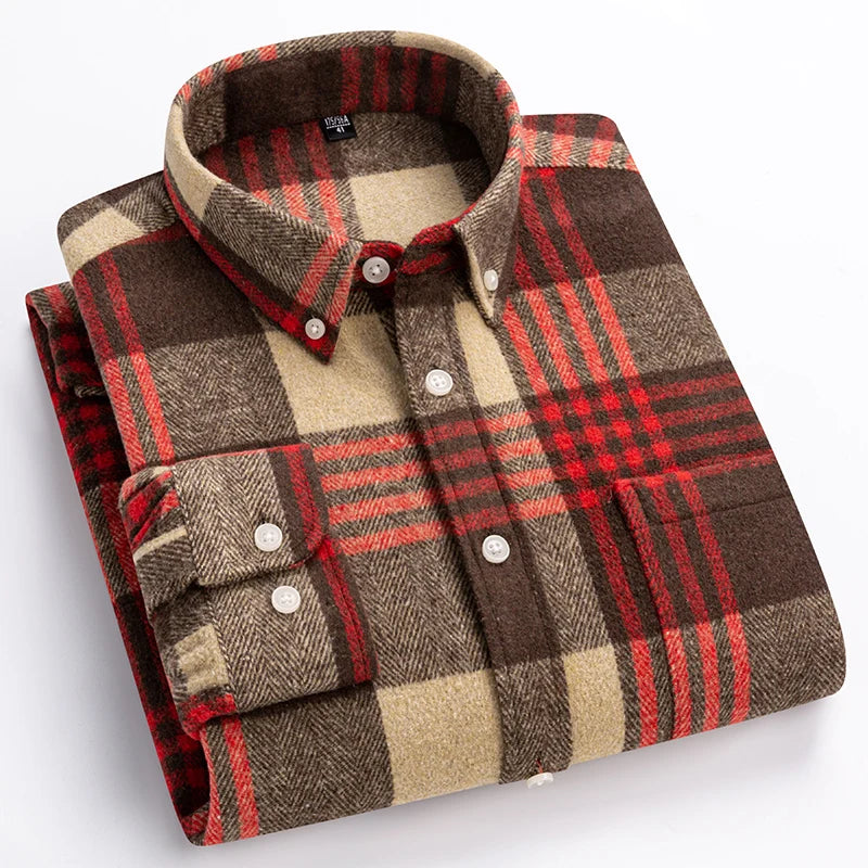 Herre Button-Down Ternet Flannel Langærmet Casual Skjorte