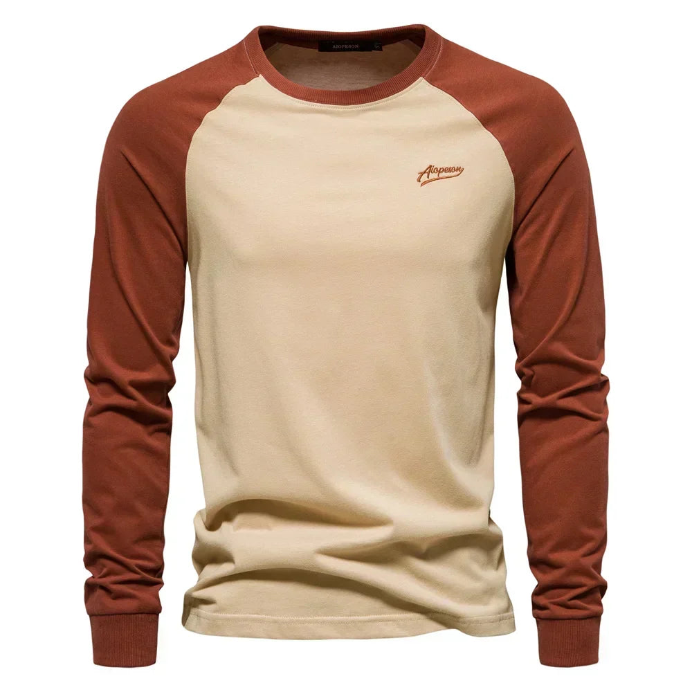 Herre Raglan Langærmet Casual Crew Neck T-shirt