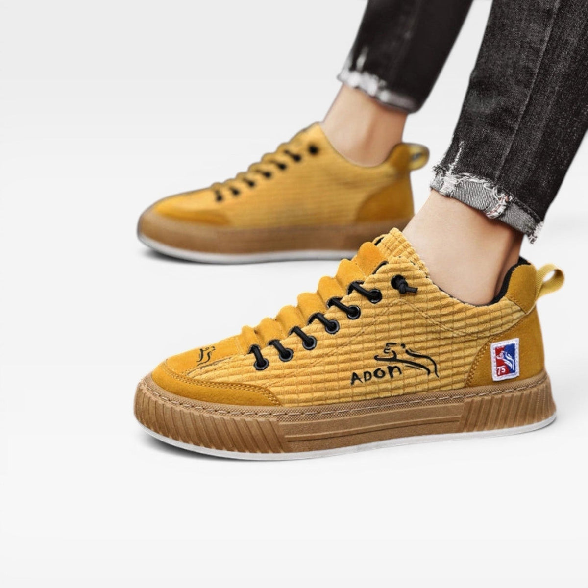 Herre Casual Teksturerede Sneakers – Snøre Lav Top Skate Stil Træner til Hverdagsbrug