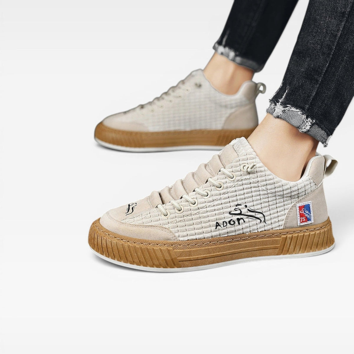 Herre Casual Teksturerede Sneakers – Snøre Lav Top Skate Stil Træner til Hverdagsbrug