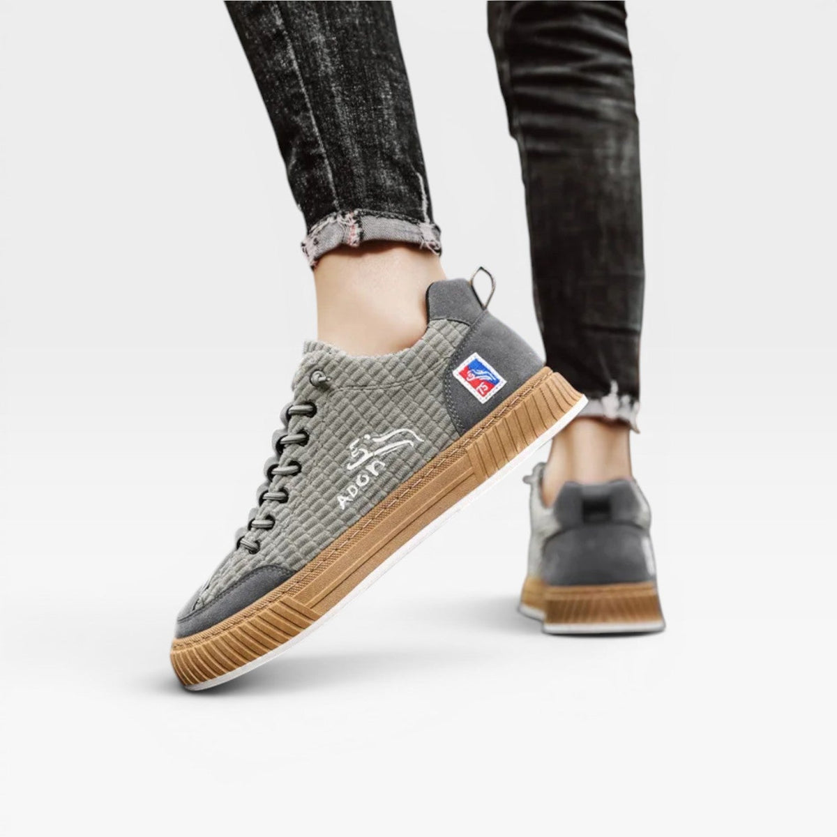 Herre Casual Teksturerede Sneakers – Snøre Lav Top Skate Stil Træner til Hverdagsbrug