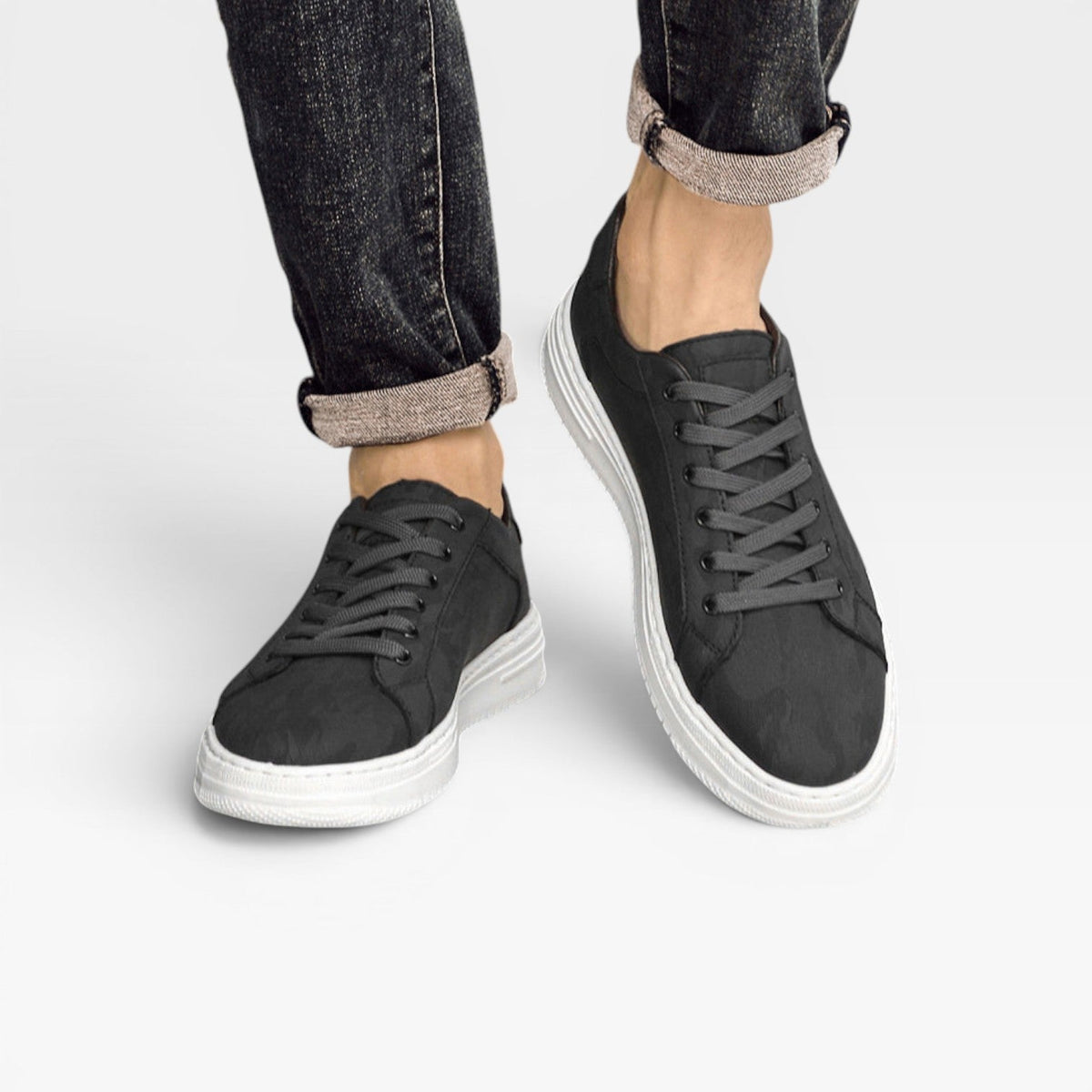 Herre Læder Sneakers – Klassiske Snøre Smart Casual Hverdags Sneakers