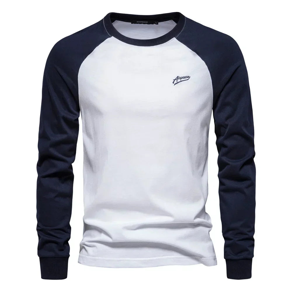 Herre Raglan Langærmet Casual Crew Neck T-shirt