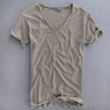 Herreslank fit V-hals T-shirt Letvægts Casual Sommer Top