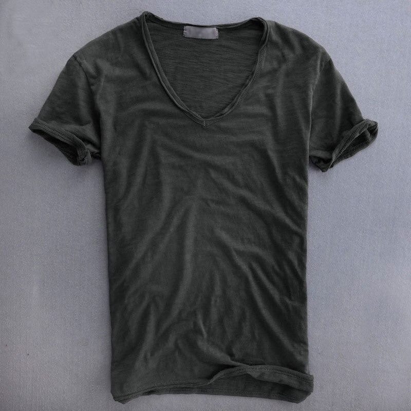 Herreslim-fit V-hals T-shirt Letvægts Casual Sommer Top