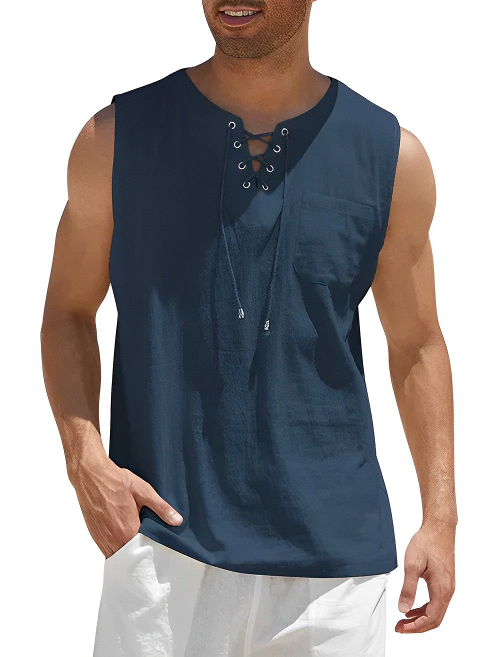 Herre Sommer Tanktop Letvægts Åndbar Løs Pasform Uden Ærmer Casual Top