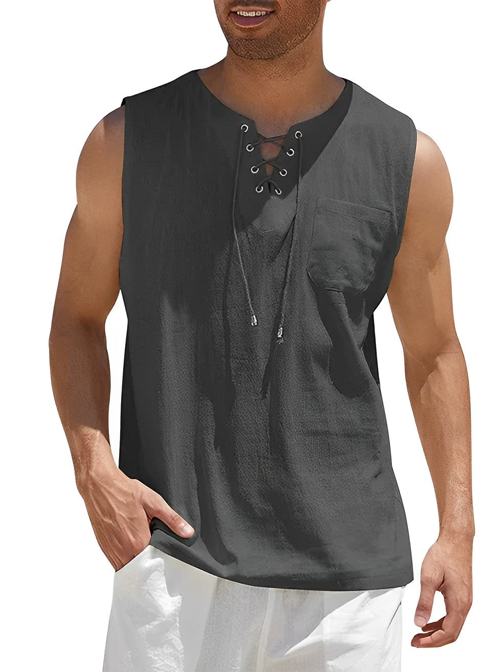 Herre Sommer Tanktop Letvægts Åndbar Løs Pasform Uden Ærmer Casual Top
