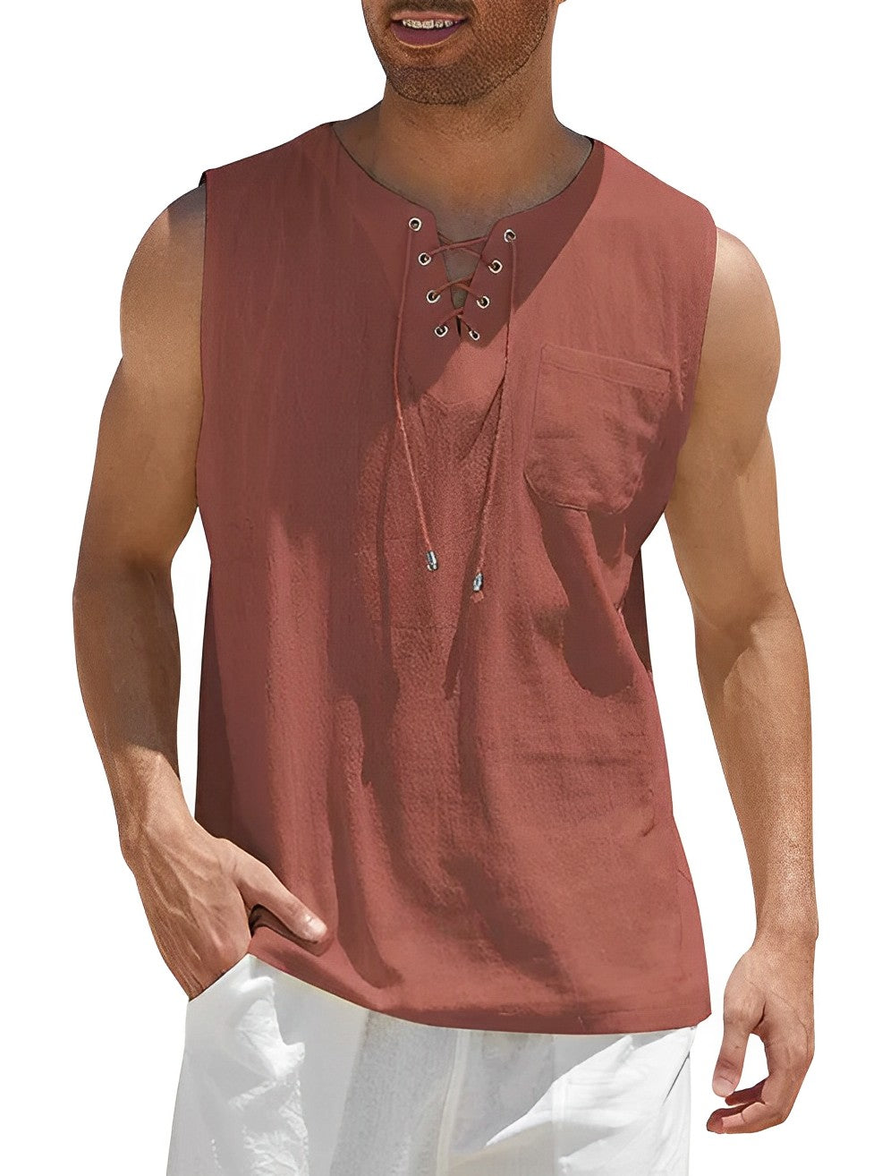 Herres Sommer Tanktop Letvægts Åndbar Løs Pasform Uden Ærmer Casual Top