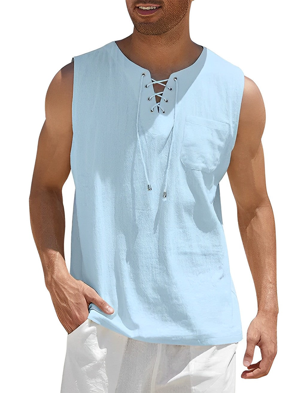 Herres Sommer Tanktop Letvægts Åndbar Løs Pasform Uden Ærmer Casual Top
